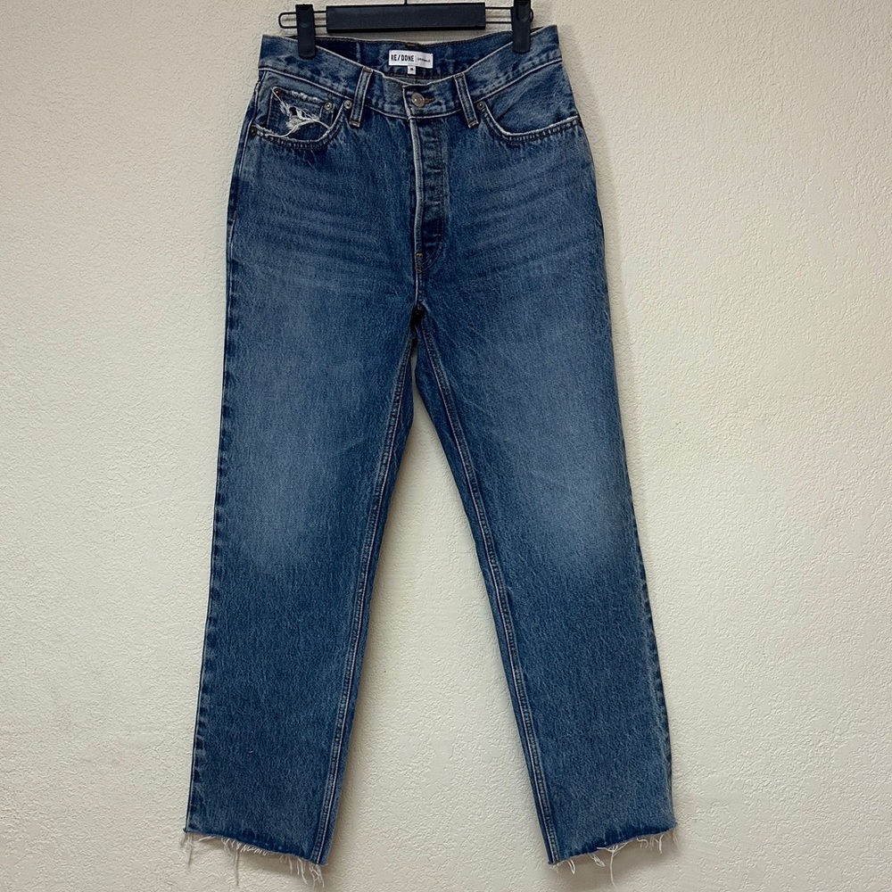 Re/Done womans NWOT straight leg Blue Denim Jeans size 26 oversized